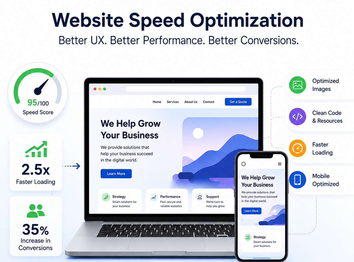 Website speed optimization improving user experience, mobile performance, and conversions